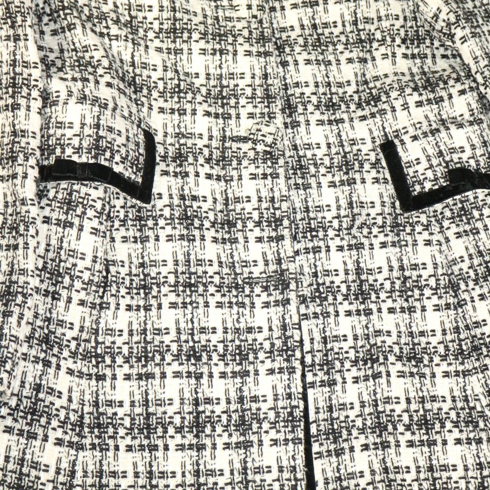 NINE WEST Black/White Patterned Long Coat Sz 12 US - Picture 6 of 16